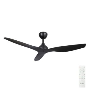 Claro Whisper IP66 DC Outdoor Ceiling Fan - Black 52"