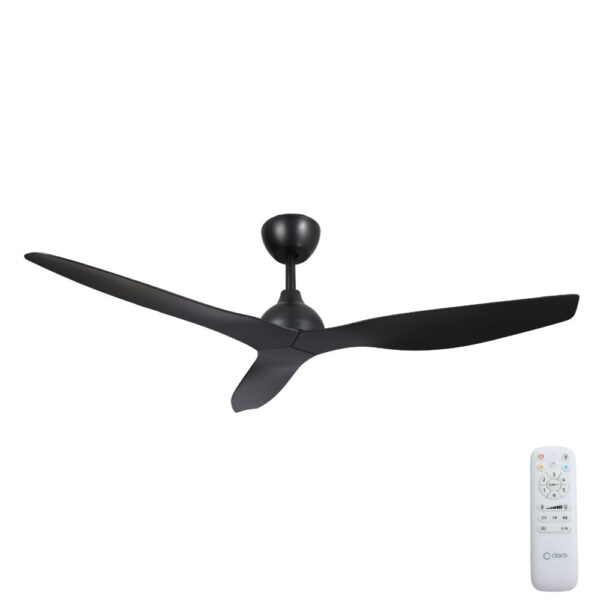 Claro Whisper IP66 DC Ceiling Fan - Black 52"