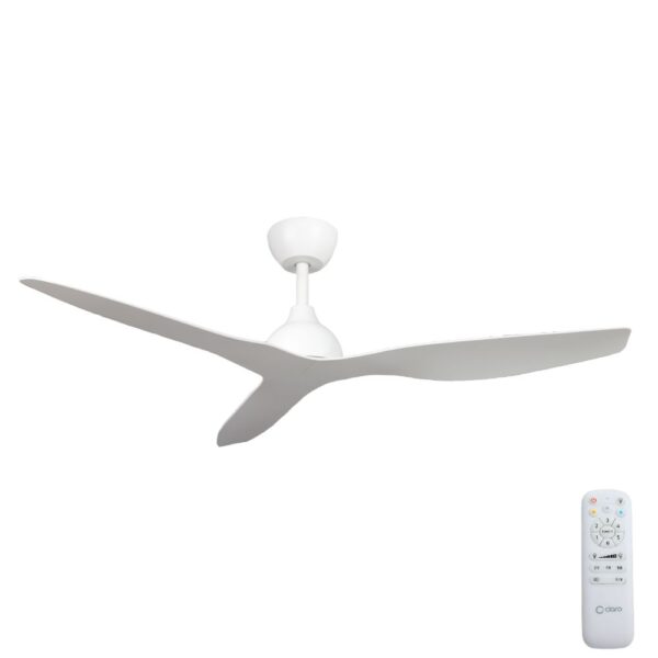 Claro Whisper IP66 DC Ceiling Fan - White 52"