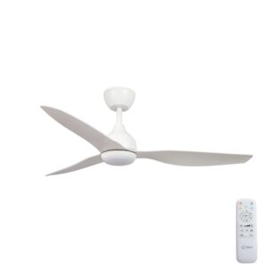 Claro Whisper IP66 DC Ceiling Fan with LED Light - White 52"