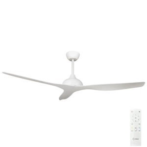 Claro Whisper IP66 DC Outdoor Ceiling Fan - White 58"