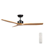 Fanco Wynd DC Ceiling Fan - Black with Teak Handcrafted Blades 54"