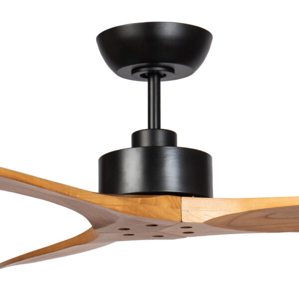 Fanco Wynd DC Ceiling Fan - Black with Teak Handcrafted Blades 54"