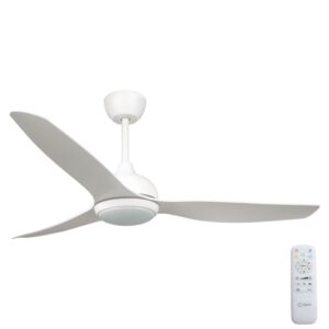 Claro Whisper IP66 DC Ceiling Fan with LED Light - White 58"