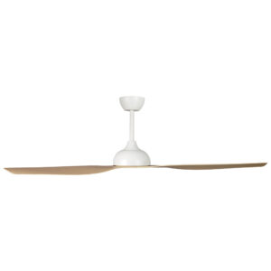 Claro Whisper IP66 DC Outdoor Ceiling Fan - White with Timber Style ABS Blades 58" - Image 4