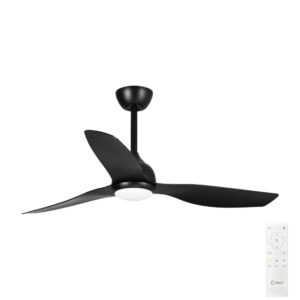 Claro Whisper DC Ceiling Fan with Dimmable CCT LED Light - Black 48"