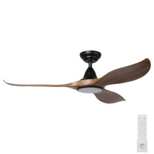 Eglo Noosa DC Ceiling Fan with LED Light - Black with Teak Blades 52"