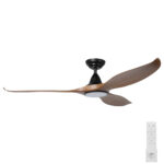 Eglo Noosa DC Ceiling Fan with LED Light - Black with Teak Blades 60"