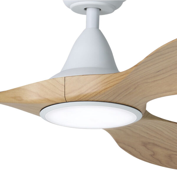 Eglo Noosa DC Ceiling Fan with LED Light - White with Blackbutt Blades 60"