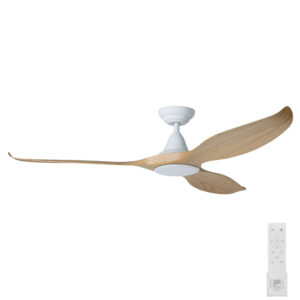 Eglo Noosa DC Ceiling Fan - White with Blackbutt Blades 60"