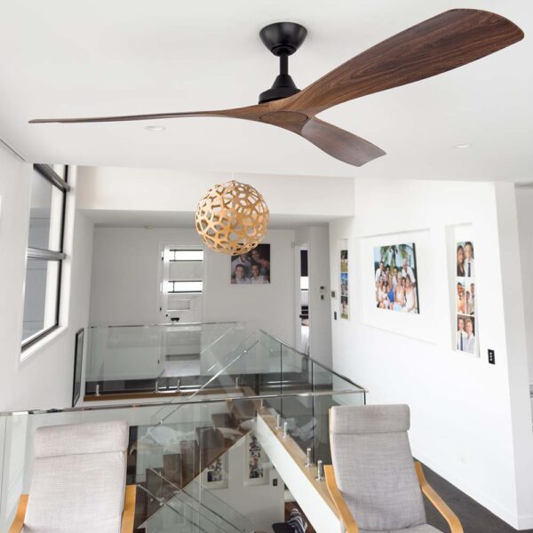 Three Sixty Spitfire DC Ceiling Fan - Black with Walnut Blades 60"