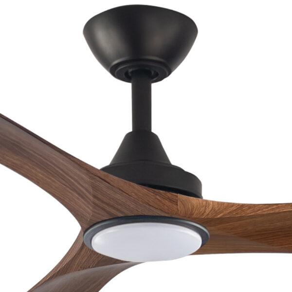 Three Sixty Spitfire DC Ceiling Fan with LED Light - Black with Walnut Blades 52"