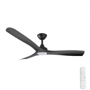 Three Sixty Spitfire DC Ceiling Fan with LED Light - Black 52"