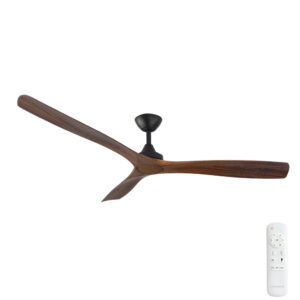 Three Sixty Spitfire DC Ceiling Fan - Black with Walnut Blades 52"