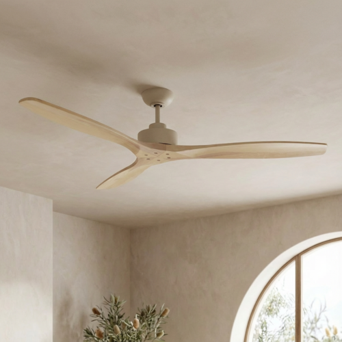 large earthfirst organic dc ceiling fan with timber blades