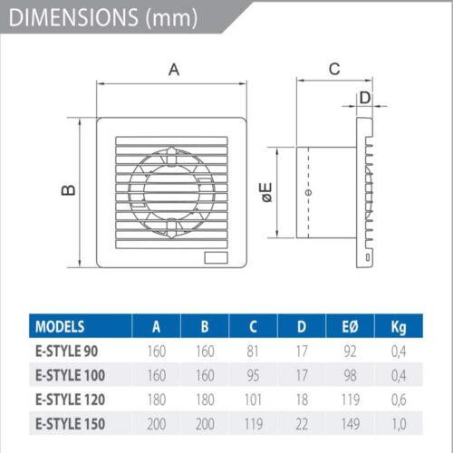 elicent-e-style-pro-120mm-wwith -humidity-sensor-timer-white-dimension