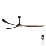 Three Sixty Kirra DC Ceiling Fan with LED Light - Black with Walnut Blades 100"