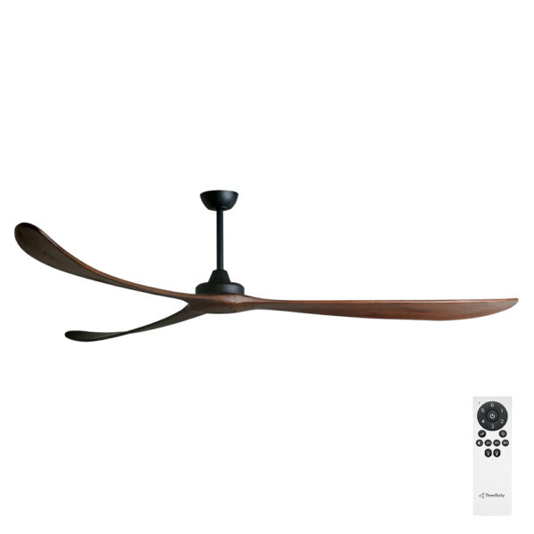 Three Sixty Kirra DC Ceiling Fan - Black with Walnut Blades 100"