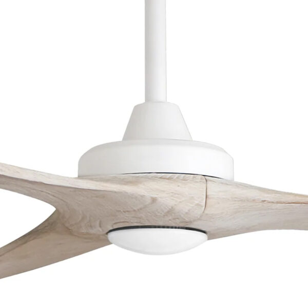 Three Sixty Kirra DC Ceiling Fan with LED Light - White with Weathered Oak Blades 100"