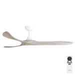 Three Sixty Kirra DC Ceiling Fan - White with Weathered Oak Blades 60"