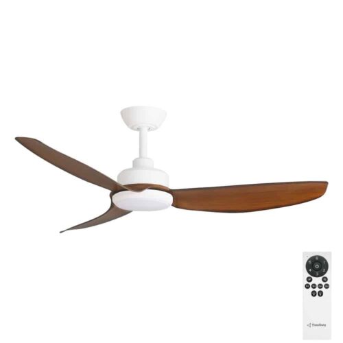 Three Sixty Trinity DC Ceiling Fan with LED - Matte White/Koa 48" - with remote control