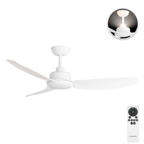 Three Sixty Trinity DC Ceiling Fan with LED and Uplight - Matte White 48" - with remote control