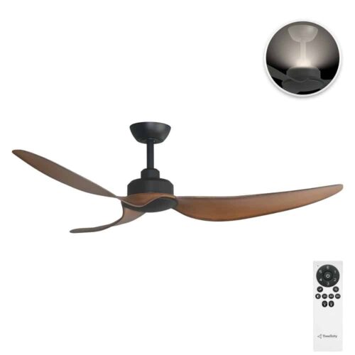 Three Sixty Trinity DC Ceiling Fan with Uplight - Black/Koa 56" - with remote control