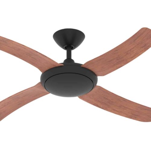 Hunter Pacific Icon DC Ceiling Fan - Black with Koa Blades 54" - close up