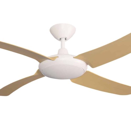 Hunter Pacific Icon DC Ceiling Fan - White with Oak Blades 54" - close up
