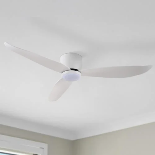Claro Essentials Spirit DC Ceiling Fan with LED Light - White 52" - close up insitu