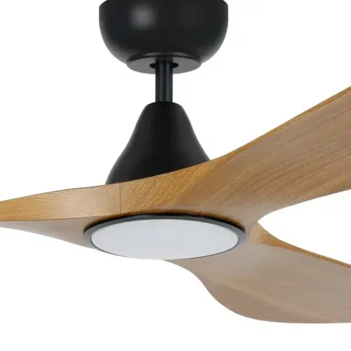 eglo-surf-dc-72-inch-black-with-burmese-teak-blades-with-cct-led-light-close-up