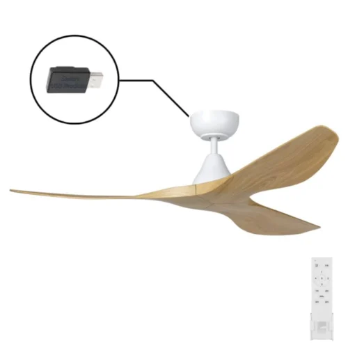 eglo-surf-smart-dc-52-white-with-white-oak-blades-no-light-with remote