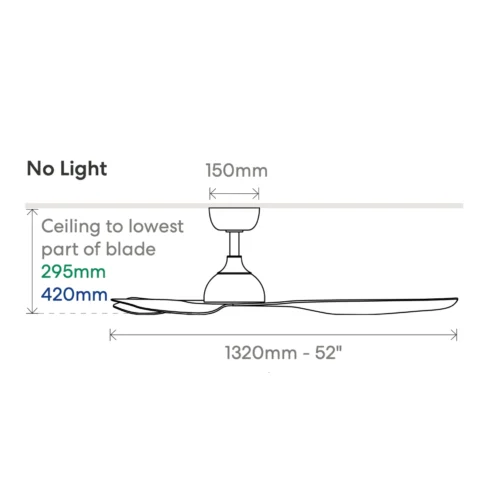 Fanco Eco Style DC 52 inch no light dimensions