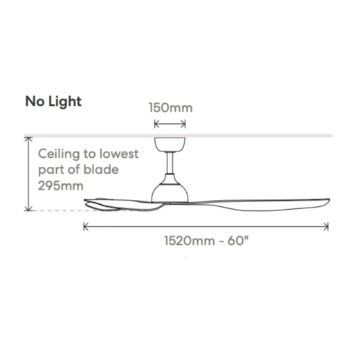Fanco Eco Style DC 60 inch no light dimensions