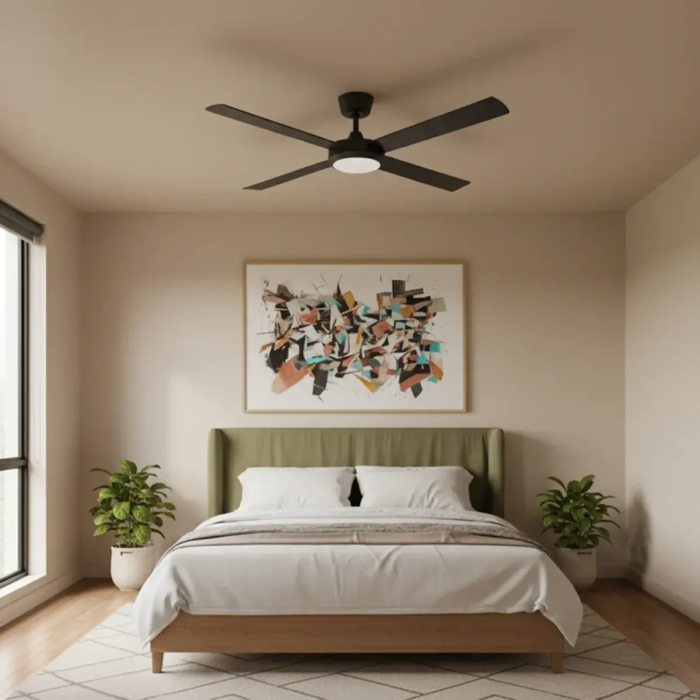 fanco-eco-silent-pro-dc-56-inch-black-with-cct-led-light-installed-in-clean-bedroom