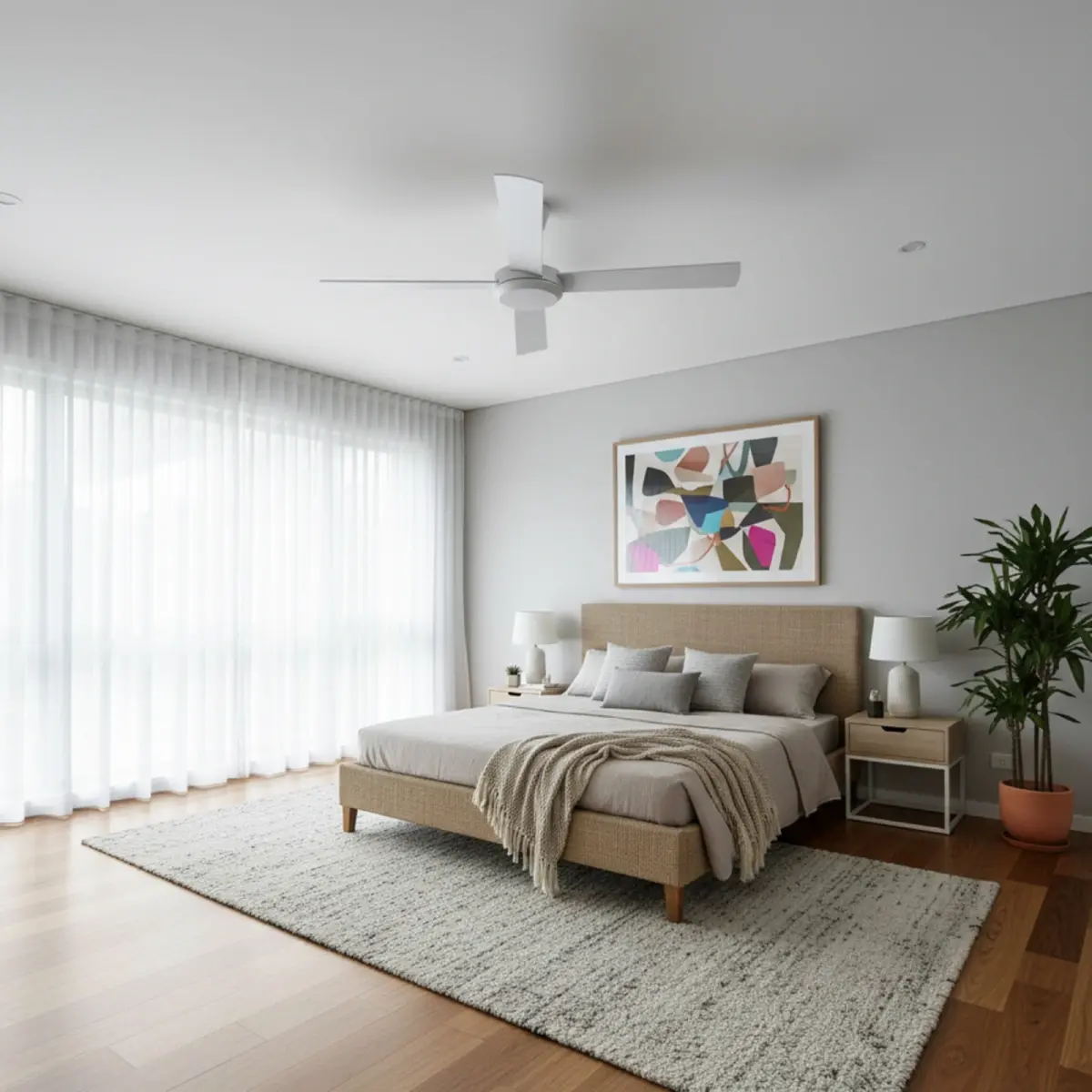 fanco-eco-silent-pro-dc-56-inch-white-with-cct-led-light-installed-in-modern-bedroom