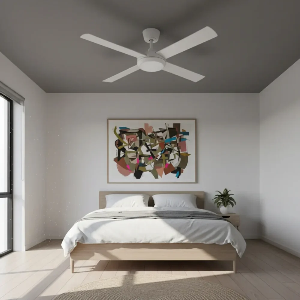 fanco-eco-silent-pro-smart-dc-52-inch-with-cct-led-light-white-installed-in-minimalist-bedroom
