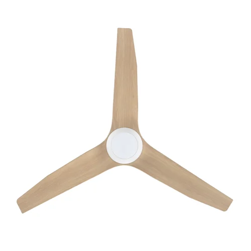Fanco Infinity-iD DC Ceiling Fan with Remote and Dimmable CCT LED Light - White with Beechwood Timber Style Blades 48" - bottom view