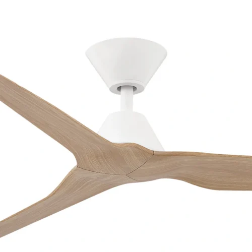 Fanco Infinity-iD DC Ceiling Fan with Remote - White with Beechwood Timber-style Blades 48" - close up