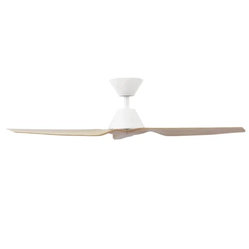Fanco Infinity-iD DC Ceiling Fan with Remote - White with Beechwood Timber-style Blades 48" - side view