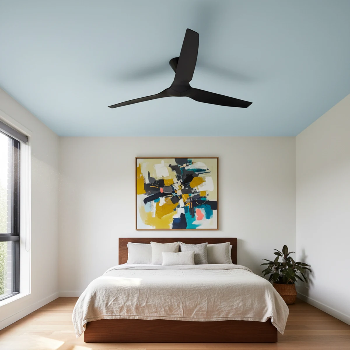 fanco-infinity-id-v3-dc-54-inch-black-no-light-installed-in-white-modern-bedroom