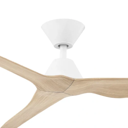 Fanco Infinity-iD DC Ceiling Fan with Remote - White with Beechwood Timber Style Blades 54" - close up