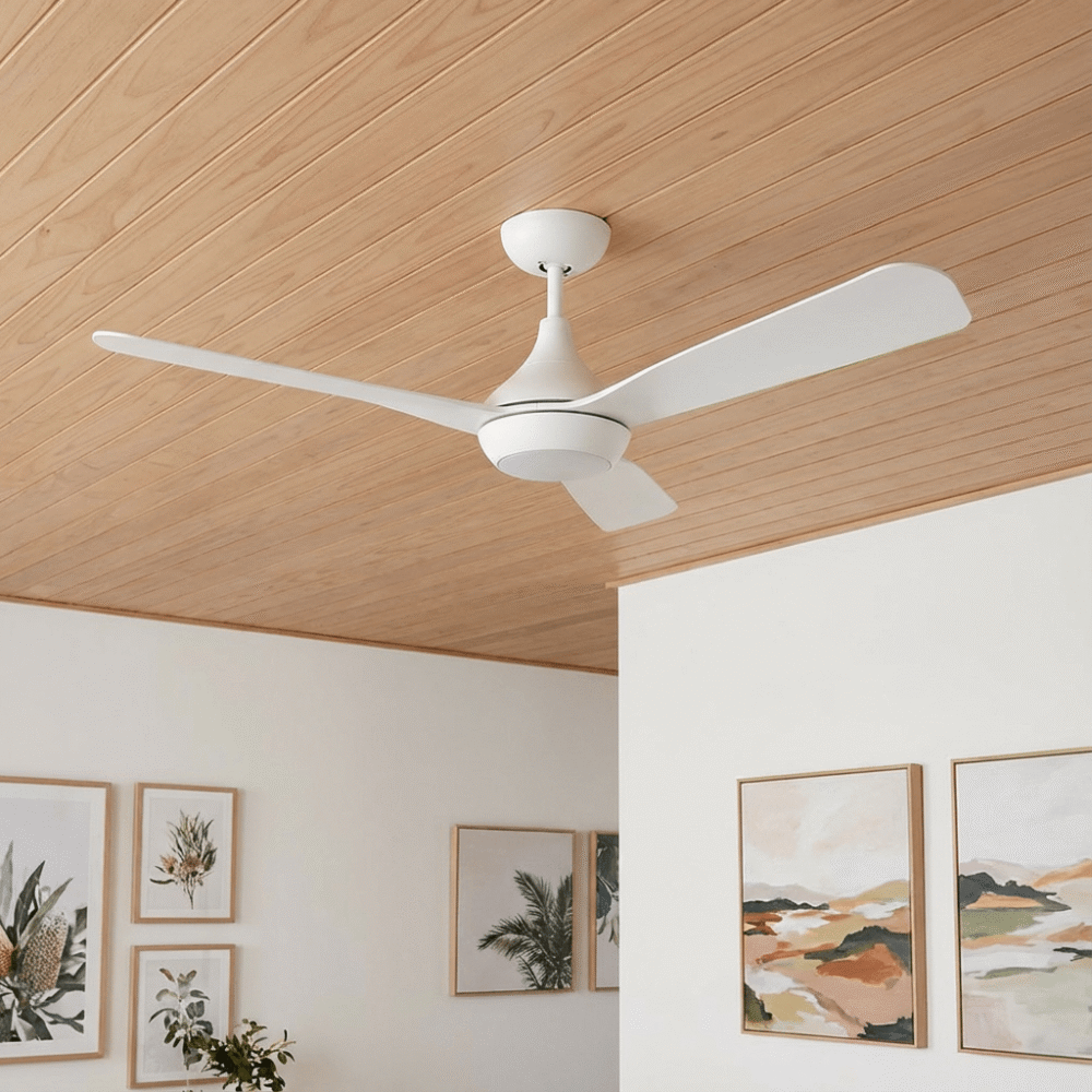 Claro Essentials Stream DC Ceiling Fan with LED Light - White 48"