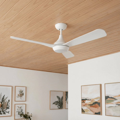Claro Essentials Stream DC Ceiling Fan with LED Light - White 48"