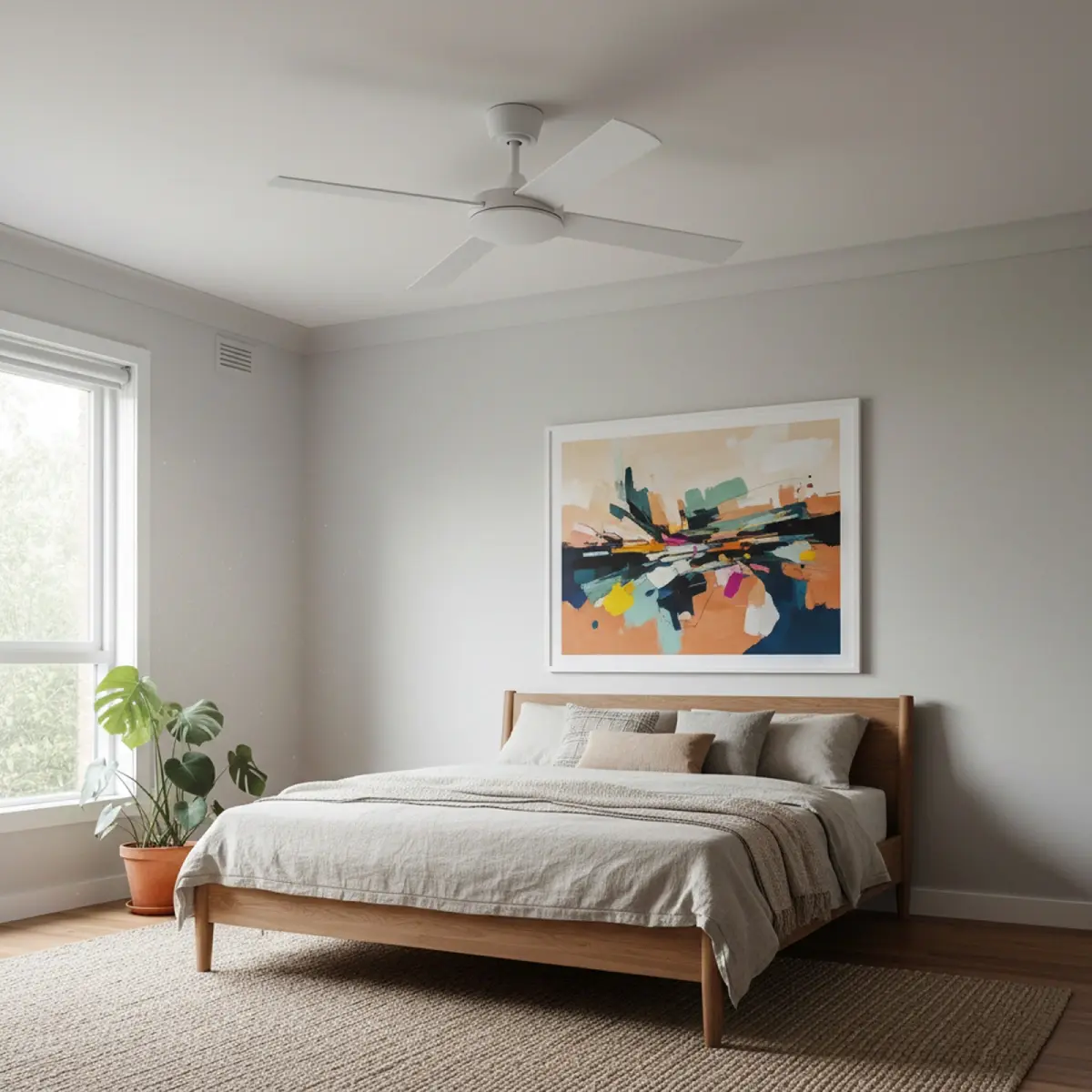 fanco-eco-silent-pro-smart-dc-52-inch-no-light-white-installed-in-modern-bedroom