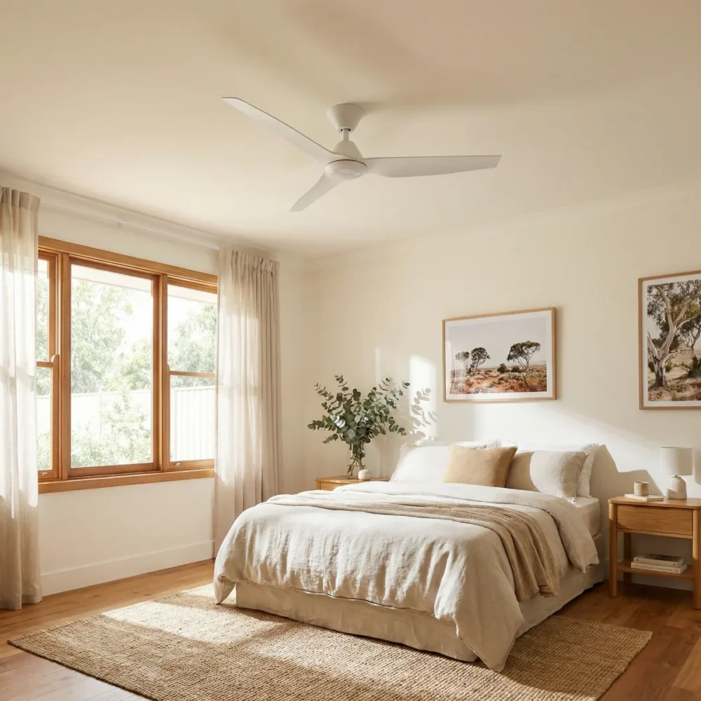 fanco-infinity-id-dc-54-inch-white-with-light-installed-in-minimalist-bedroom