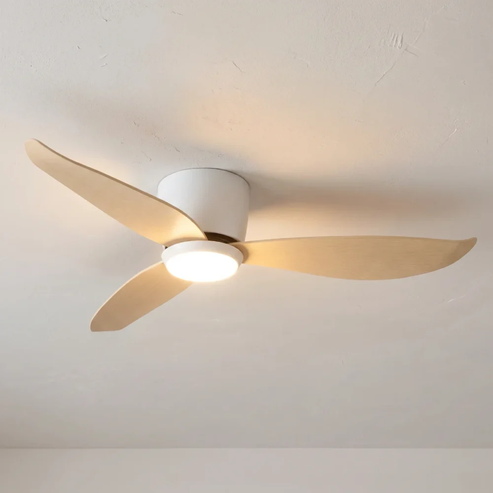 claro-essentials-spirit-dc-44-inches-white-with-timber-style-abs-blades-with-light-close-up-insitu