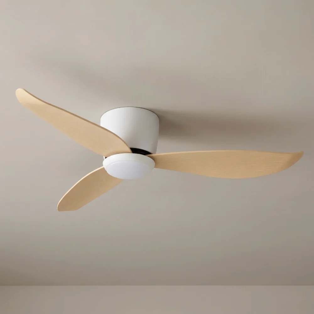 claro-essentials-spirit-dc-44-inches-white-with-timber-style-abs-blades-with-light-close-up-insitu