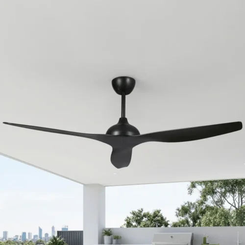 claro-whisper-ip66-58-inch-black-no-light-installed-in-covered-outdoor-ceiling