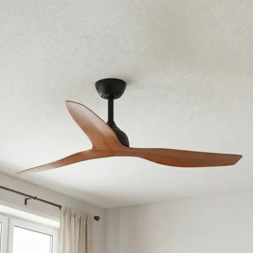 fanco-eco-style-dc-52-inch-black-with-koa-blades-no-light-installed-in-ceiling